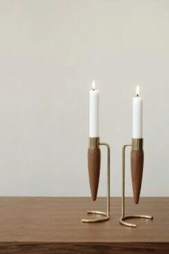 Umanoff Candleholder 15 Umanoff Candleholder -DWR Sales W DWR 2531585 100218364 polished brass walnut v1 001